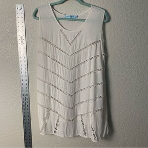 White Sleeveless Top with Lace Details